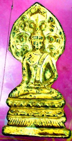 พระเชียงแสนปรกโพธิ์ ขินตะกั่ว ปิดทองเดิมในกรุ กรุเชียงแสน